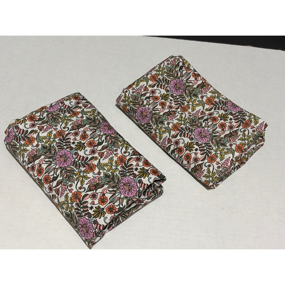 HTF Anthropologie Miriam Organic Cotton Boho Floral Pillowcase Set of 2 Standard